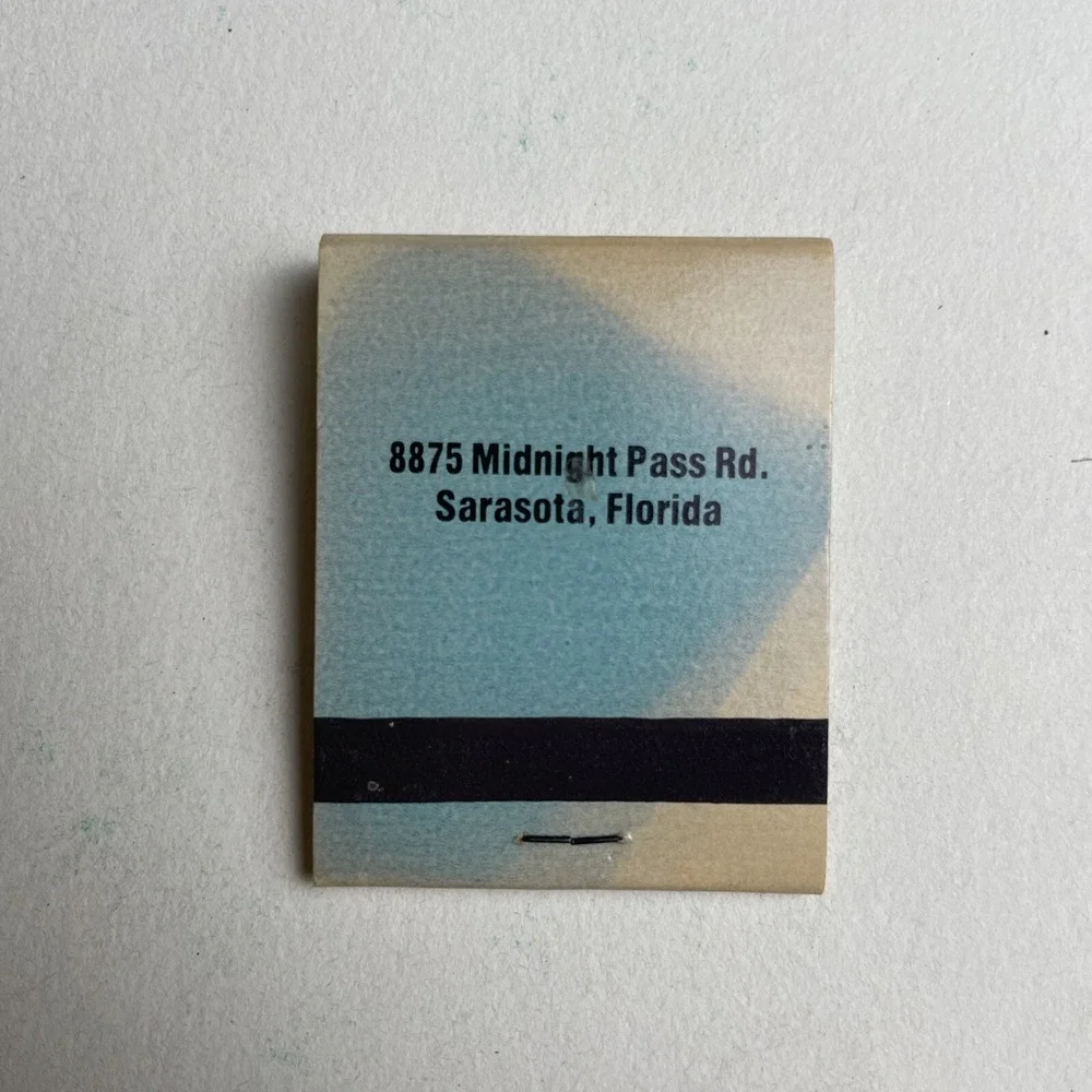Turtles Restaurant Matchbook Vintage Sarasota FL Little‎ Sarasota Bay Unstruck
